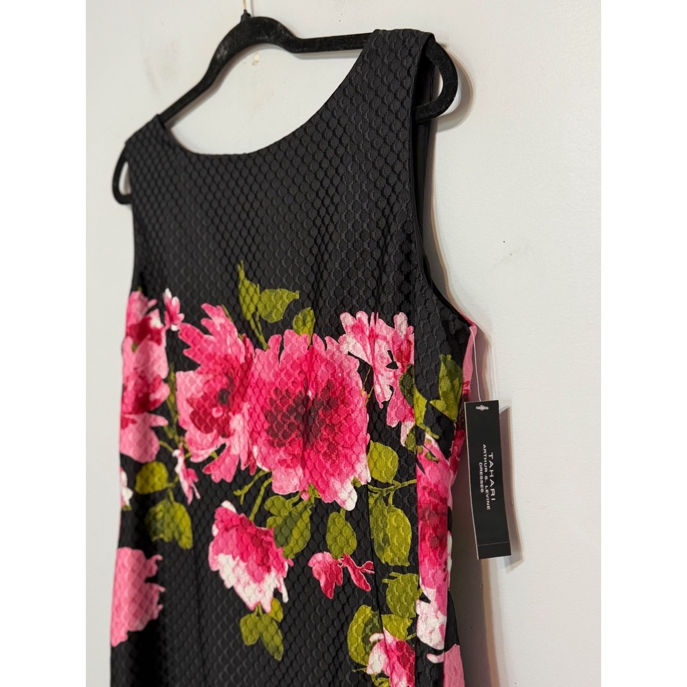 NWT Tahari Romantic Floral Textured Sheath Dress Sleeveless Size 14 Elegant Chic - Picture 4 of 9